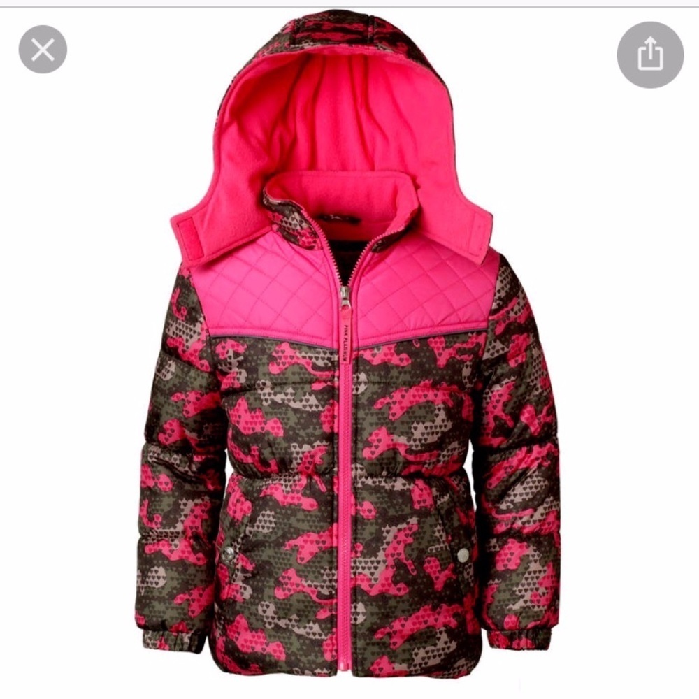Pink Platinum pink/grey camo heart hooded jacket.